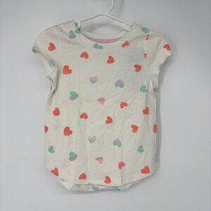 Cat & Jack Toddler Girls Crew Neck Short Sleeve T-Shirt Hearts Cream Size 3T NWT